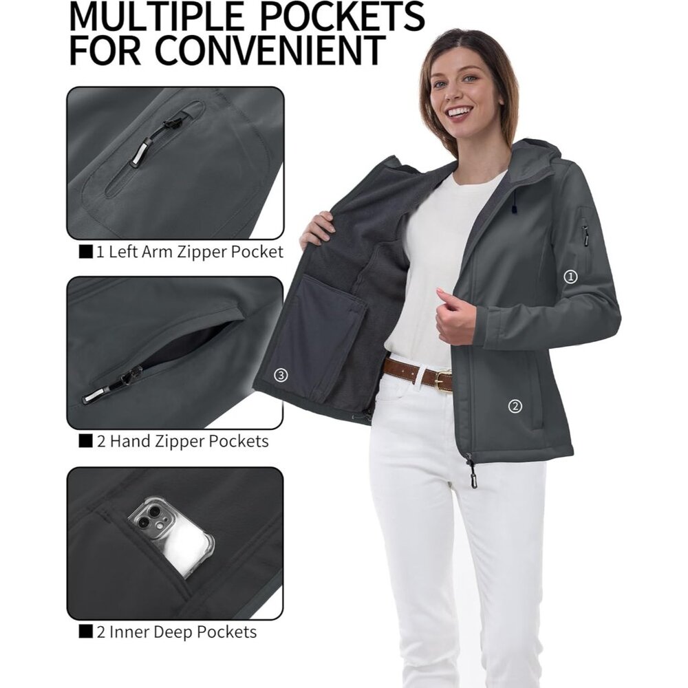 Women's Waterproof Softshell Jacket With Hood Fle… - image 5